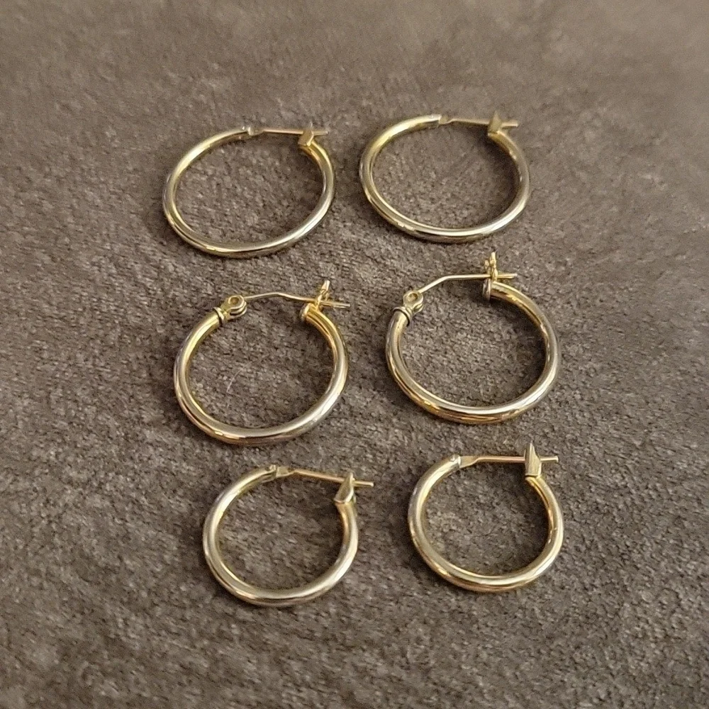 3/$30 Set of Three Goldtone Huggie Earrings